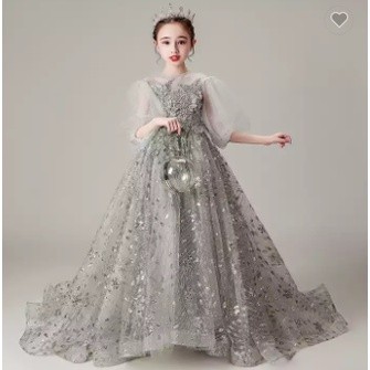 Solani Gaun anak -Tulle Puff Renda Gaun Mewah Gaun Anak Perempuan Gaun Malam Panjang Gaun Malam Gaun