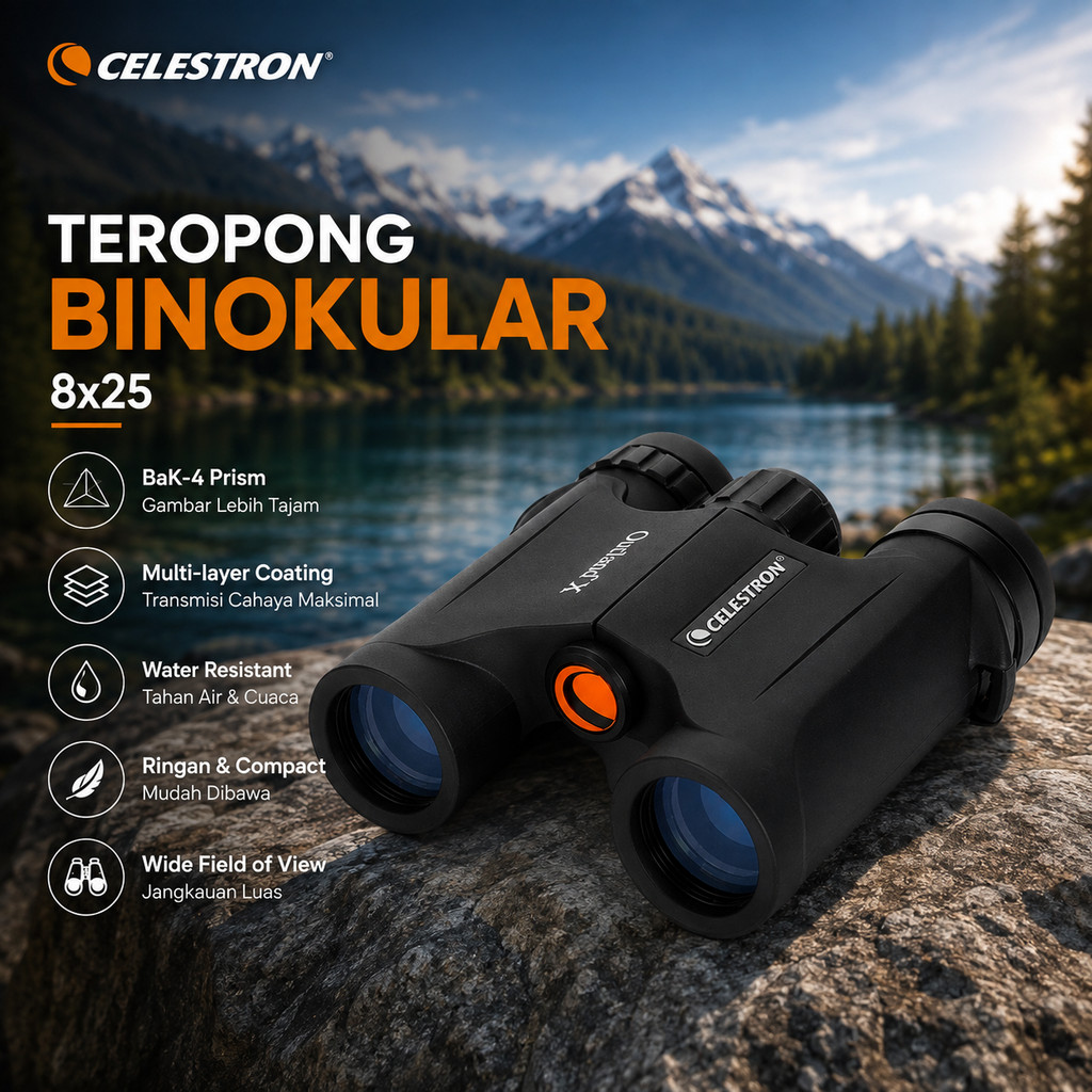 CELESTRON Teropong Binokular Telescope Outdoor Waterproof 8x25 - Outland X