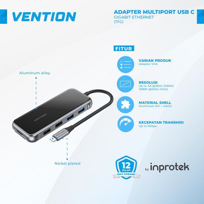 Vention Multiport 10 in 1 USB Type C to HDMI VGA PD - TFG - 10in1