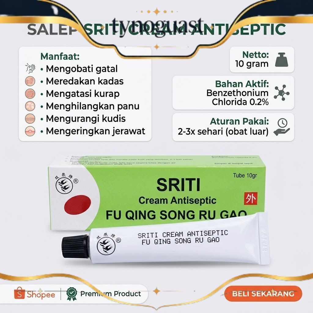 READY PROMO [1 Pak] Salep Sriti Original Asli 100% BPOM / Cream Sriti Obat Gatal Kulit & Flek Hitam 