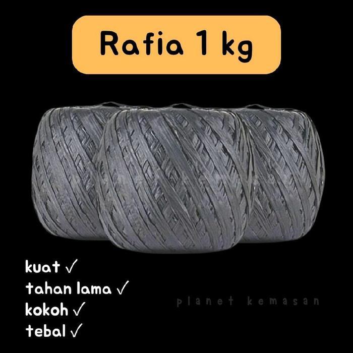.[1 kg] Rafia 1 kg hitam tali rafia tali rafia besar tali rafia hitam 1 kg - 1 gulung