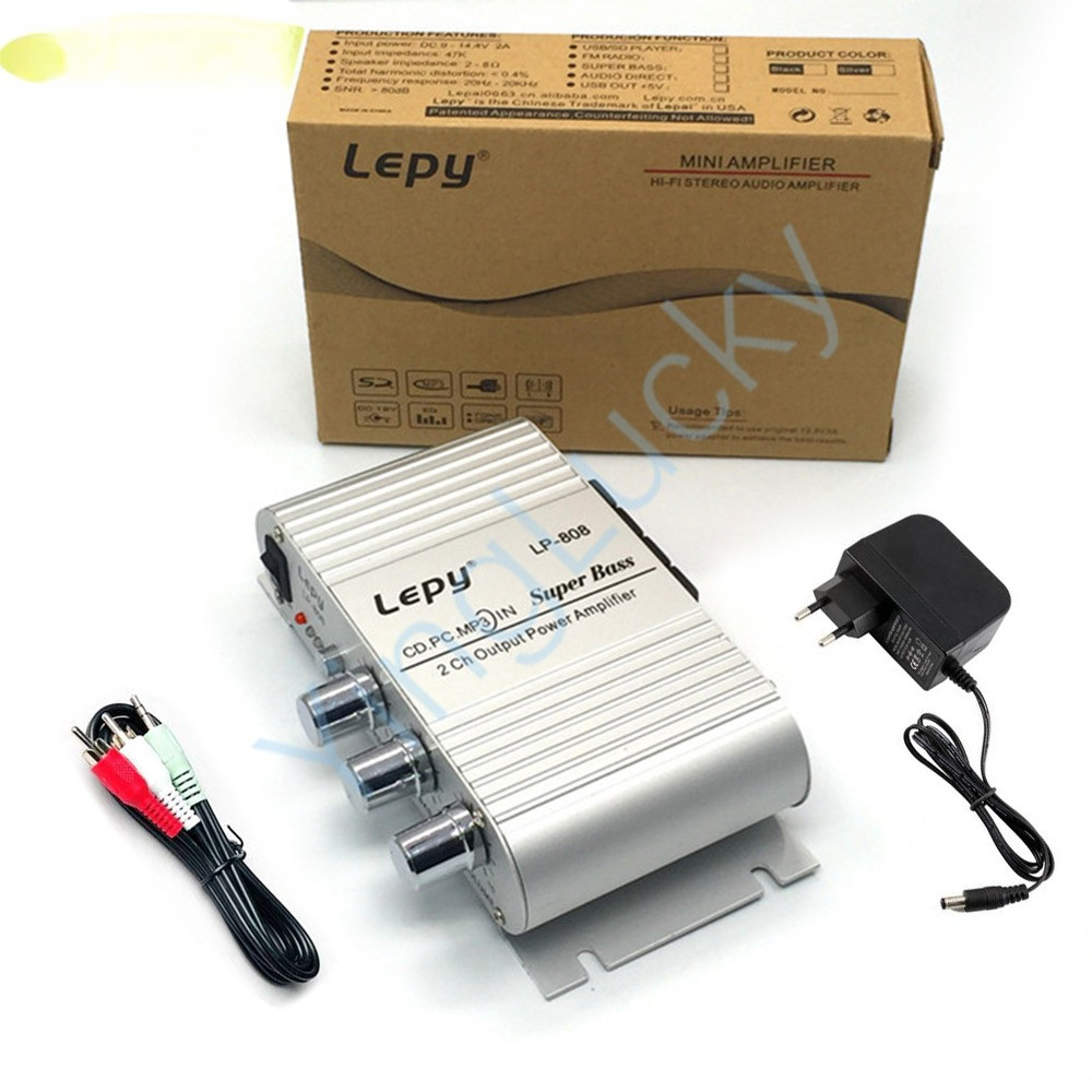 Arcade Amplifier LP-808 + Power Cable + Audio 12V3A, Mini, Digital, Hi-Fi, Car, Stereo, Bass Subwoof