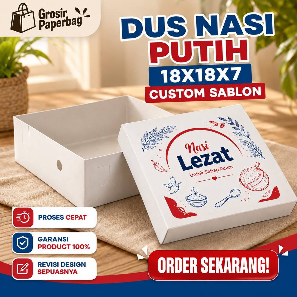 DUS NASI  PUTIH 18x18x7 FULL COLOR