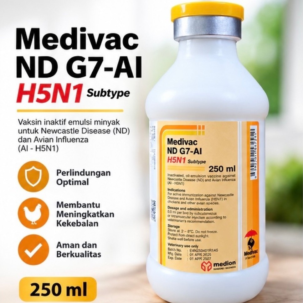 Vaksin ND G7 AI H5N1 250ml Dosis 500 Ekor Vaksin Ayam Mencegah Tetelo Penyakit Kepala Memutar Serta 
