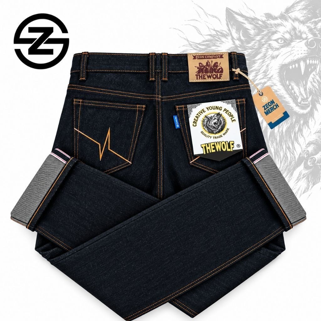 HARGA TERBAIK ZEON - CELANA DENIM PRIA SELVDEGE ACCENT 15 OZ RAW DENIM BLACK INDIGO STOK TERBATAS