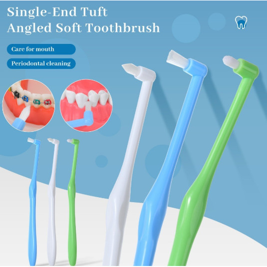 ELMO Sikat Gigi Khusus Pembersih Sela Gigi & Gusi - Ujung Kecil L Shape Kepala Kecil Toothbrush