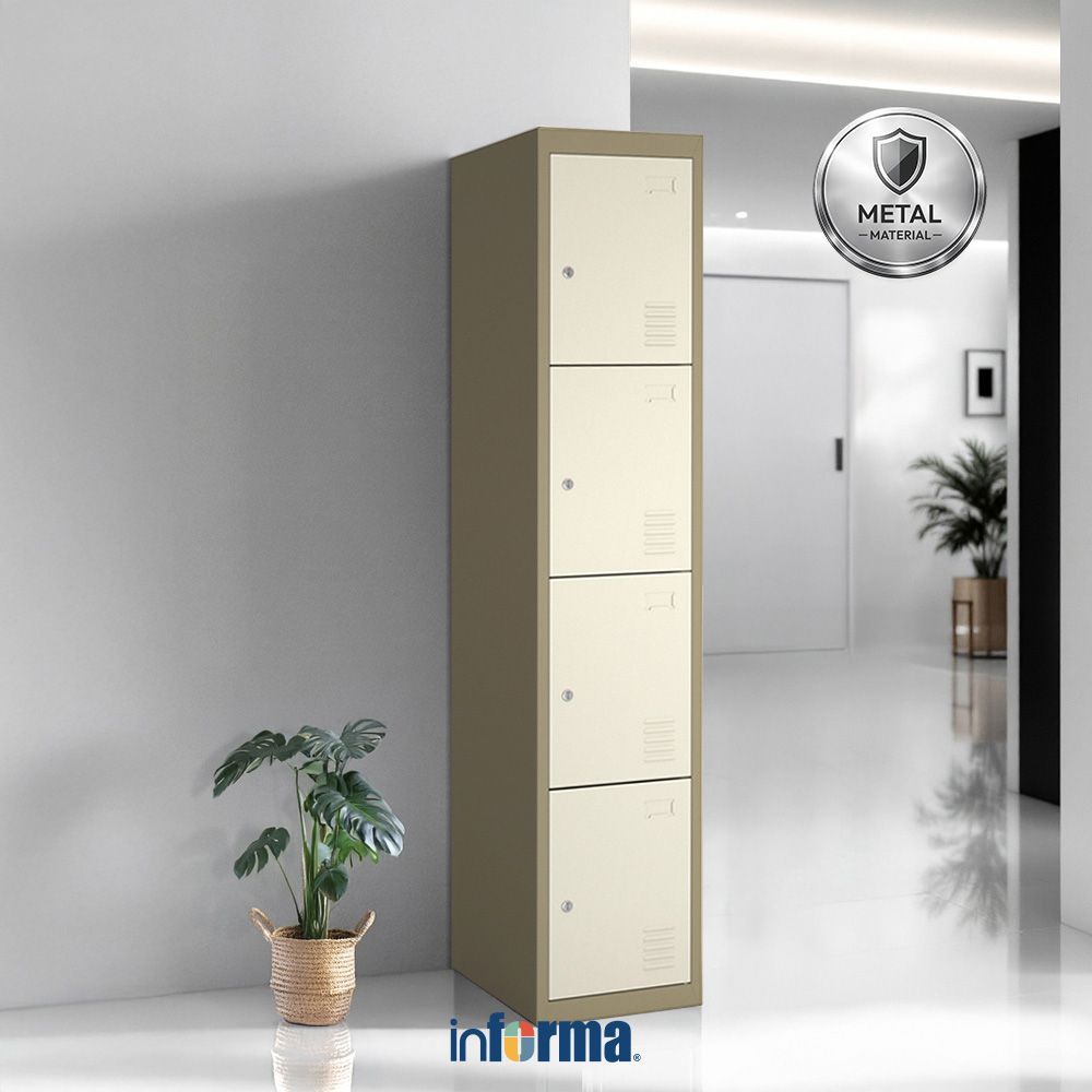 Informa Kiev Loker Besi 4 Pintu - Cokelat Muda Lemari Loker Kabinet Locker Storage Pintu Locker Cabi