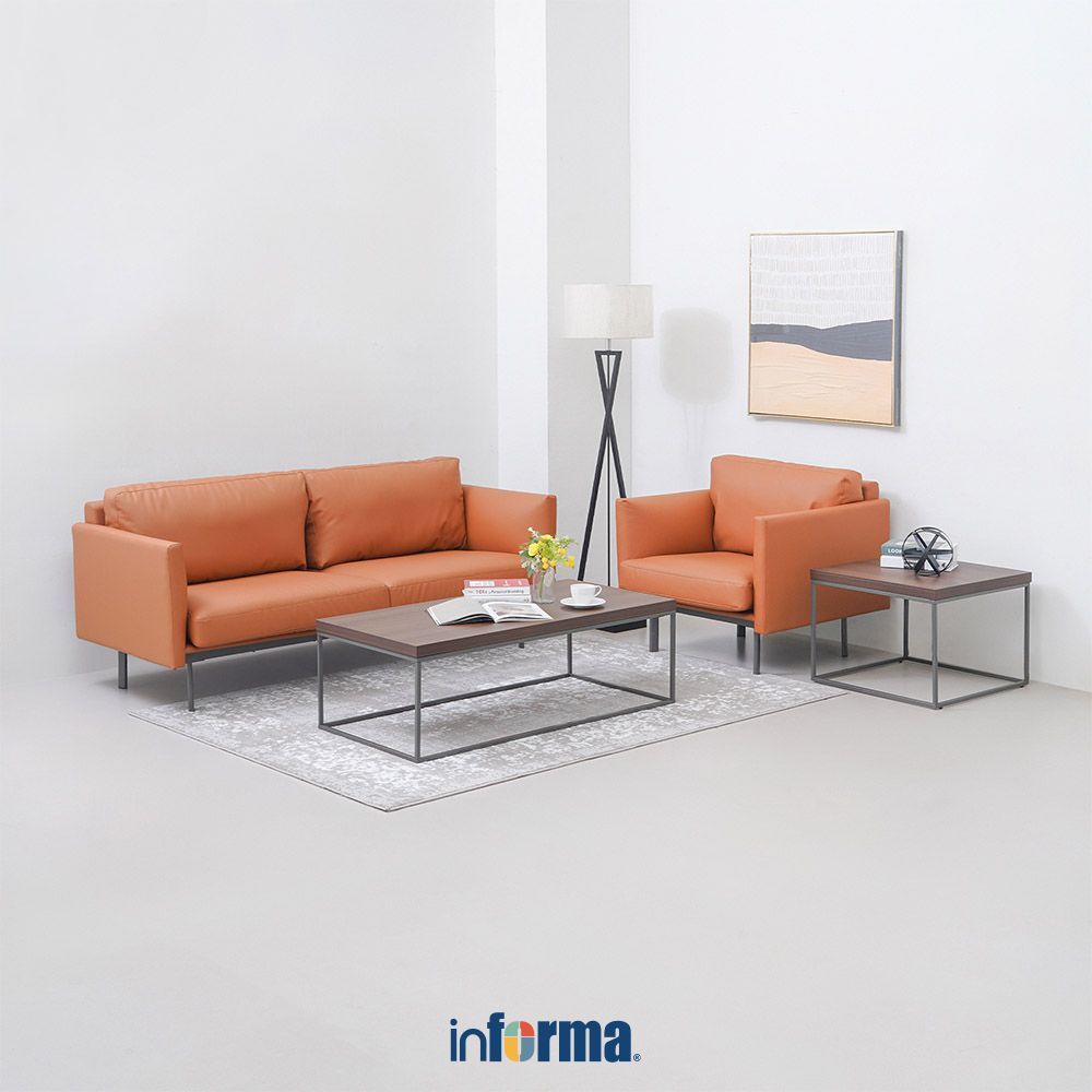 Informa Sieben Keanu Sofa Kulit 3 Seater - Cokelat Sofa Ruang Tamu Sofa Minimalis Kursi Sofa Kursi R
