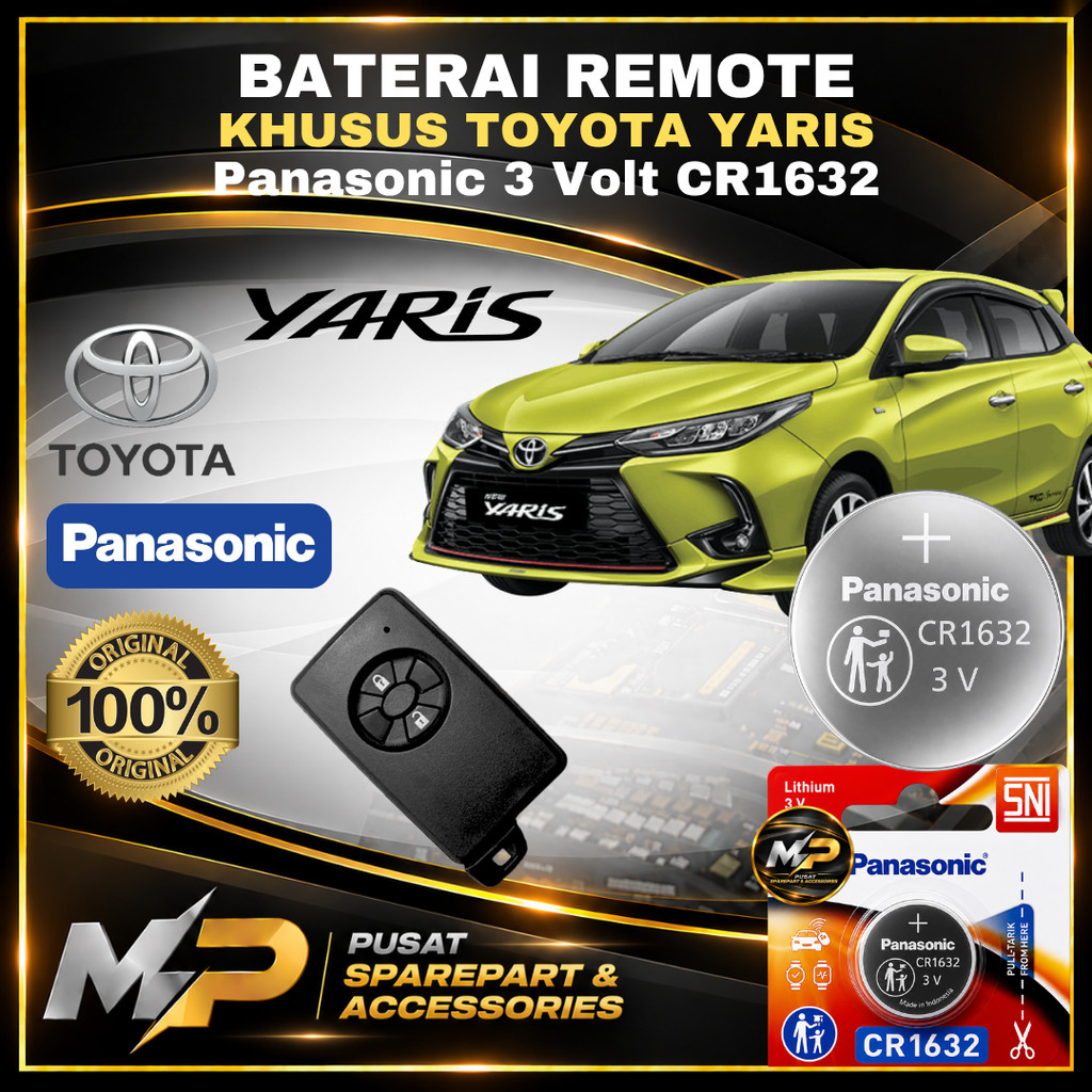 Baterai Remote YARIS - ORIGINAL PANASONIC CR1632 | Battery Remote TOYOTA YARIS | Baterai Kunci Remot
