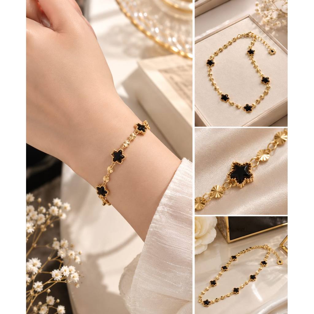 GELANG RANTAI WANITA MOTIF BINTANG KECIL TITANIUM