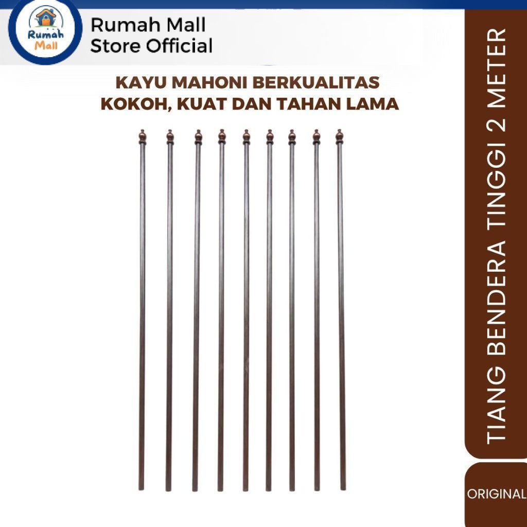 Tiang Bendera / Tiang Bendera Ruangan / Tiang Bendera Kayu Panjang 2 Meter