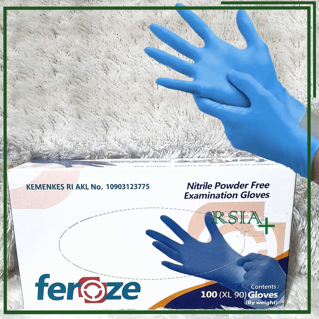 SARUNG TANGAN NITRILE BIRU Sarung Tangan Medis Biru Feroze RSIA