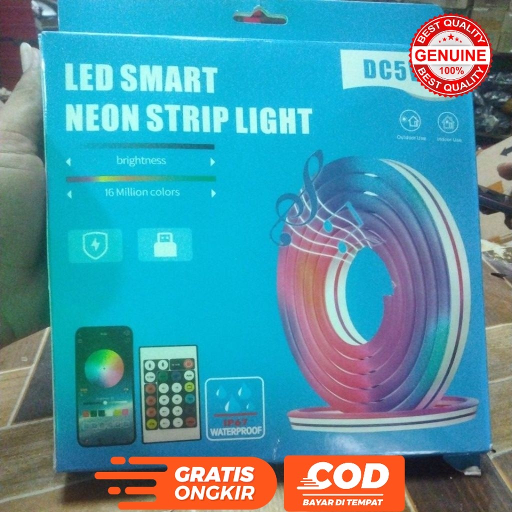 LAMPU LED RGB SMART PANJANG 5M NEON STRIP LIGHT 5 VOLT DC USB REMOTE