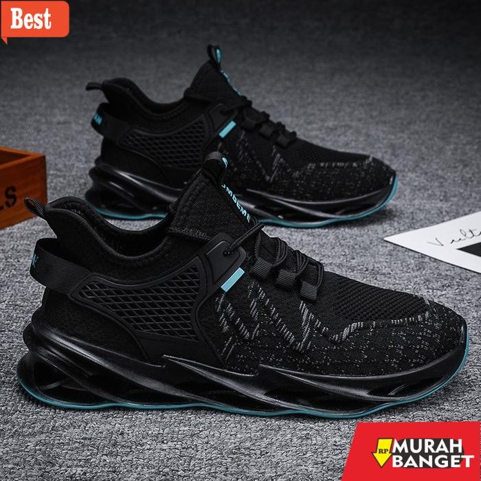 Sepatu Sneakers Pria Gio Saverino JAXON Top Fashion Casual Sport Shoes - BLACK GREEN, 39