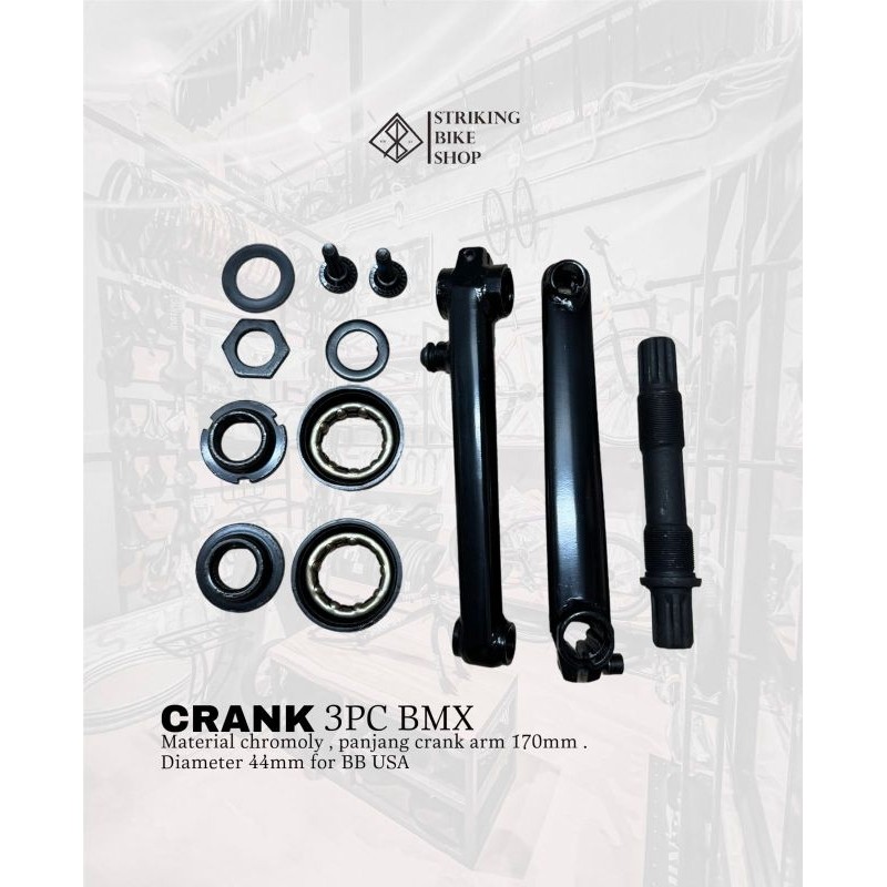 karrinustore - CRANK SET SEPEDA BMX 3PC BOTTOM BRACKET BB USA MID SPANISH EURO 19MM