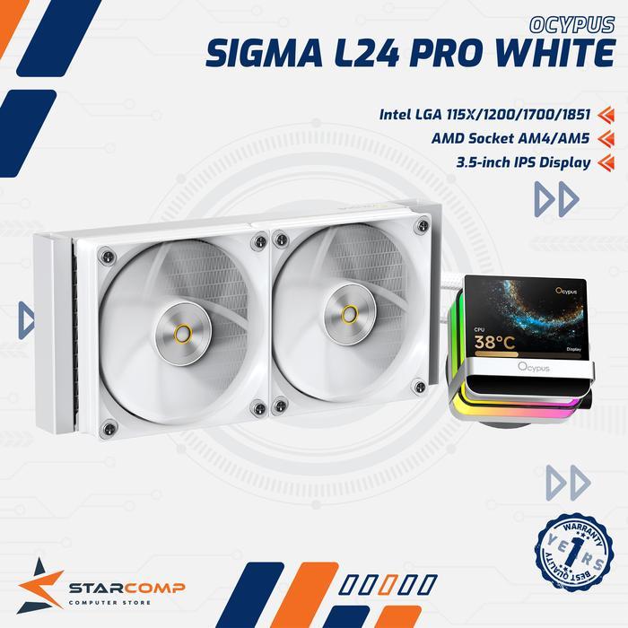 OCYPUS SIGMA L24 PRO White Heatsink 240mm 3.5-inch IPS Display CPU Liquid Cooler