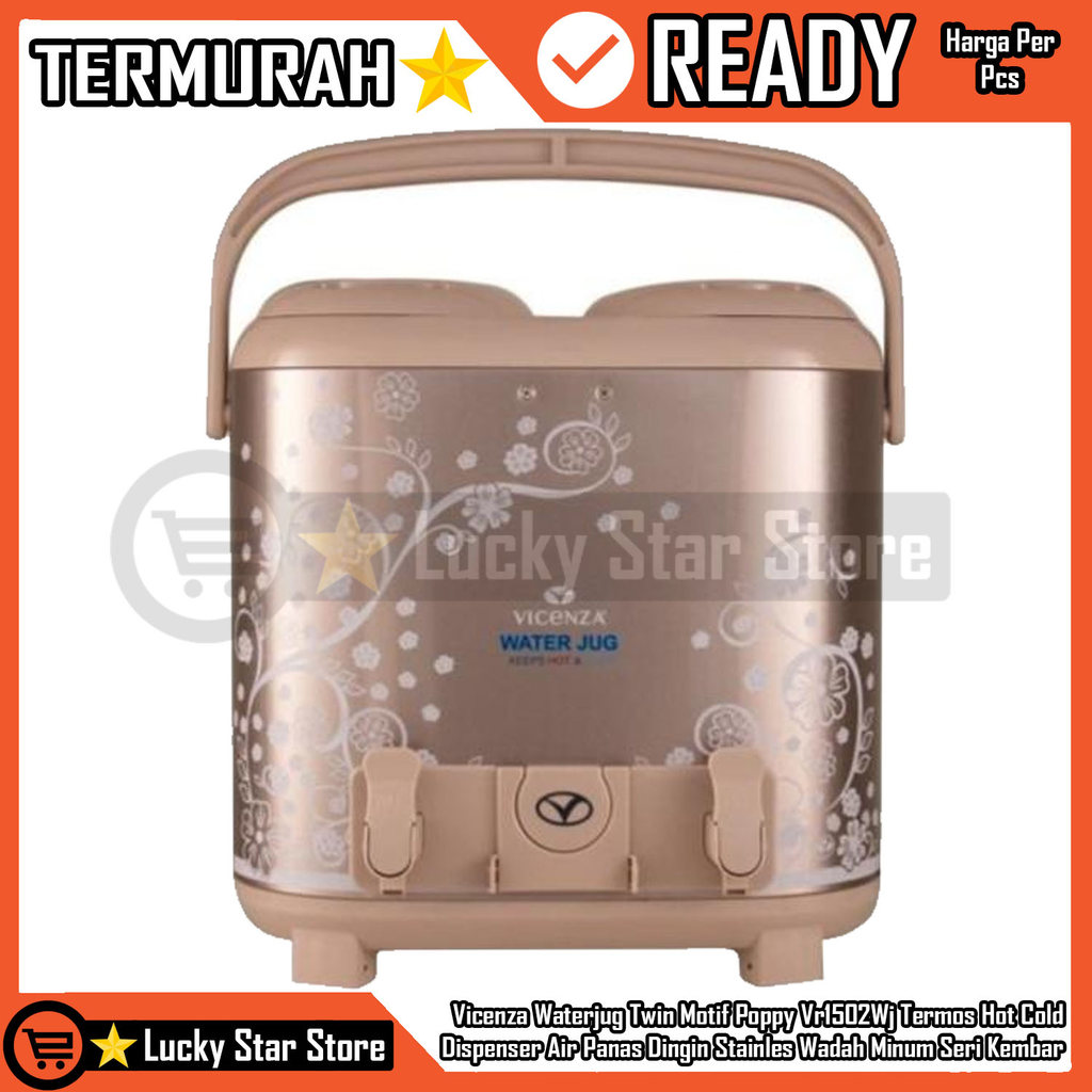 Vicenza Termos WaterJug Twin 15 Liter Vr 1502 Wj Dispenser Air Panas Dingin Stainles Wadah Aer Seri 