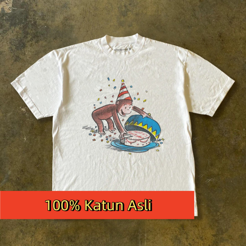 Kaos Wanita Bergambar Monyet - Desain Ultah Retro & Lucu Korean