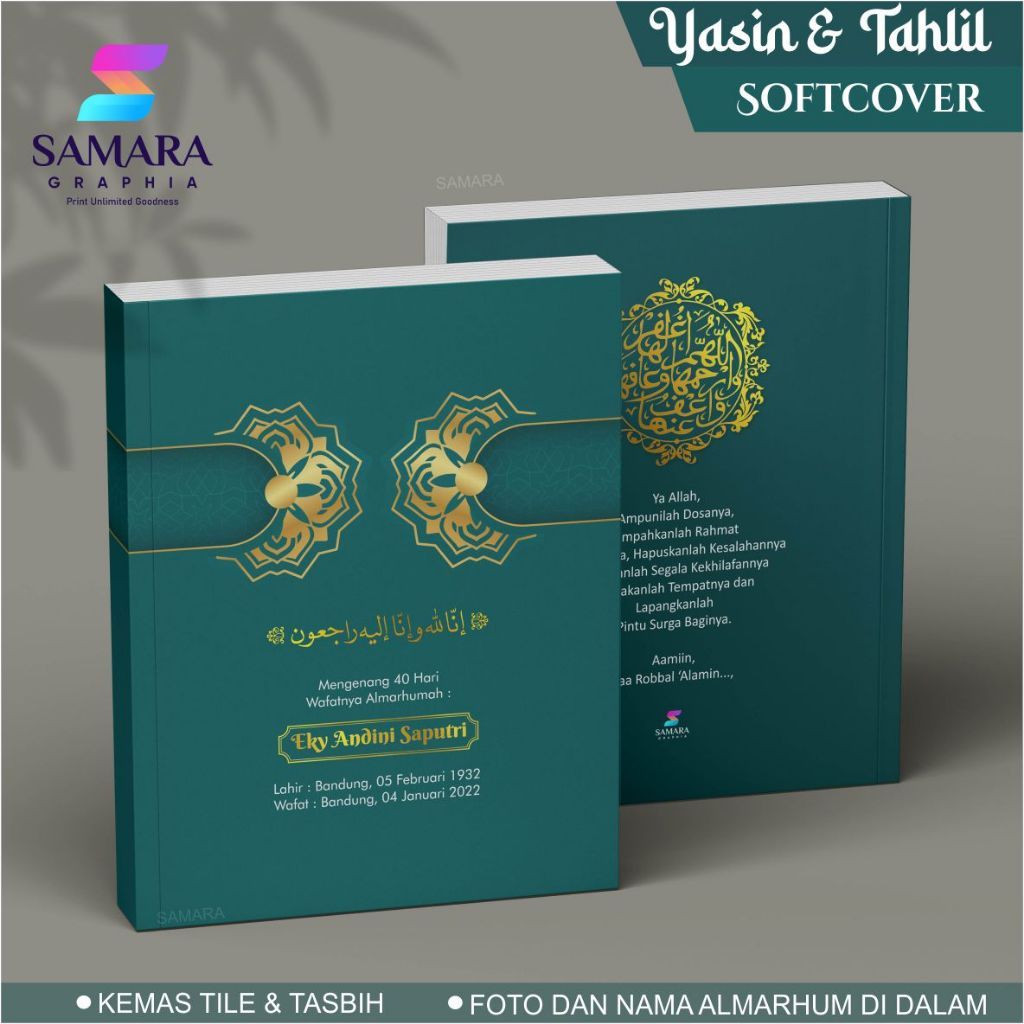 Buku Yasin dan tahlil custom Souvenir tahlilan lengkap foto almarhum 40 hari 100 1000 hari ROSE 6