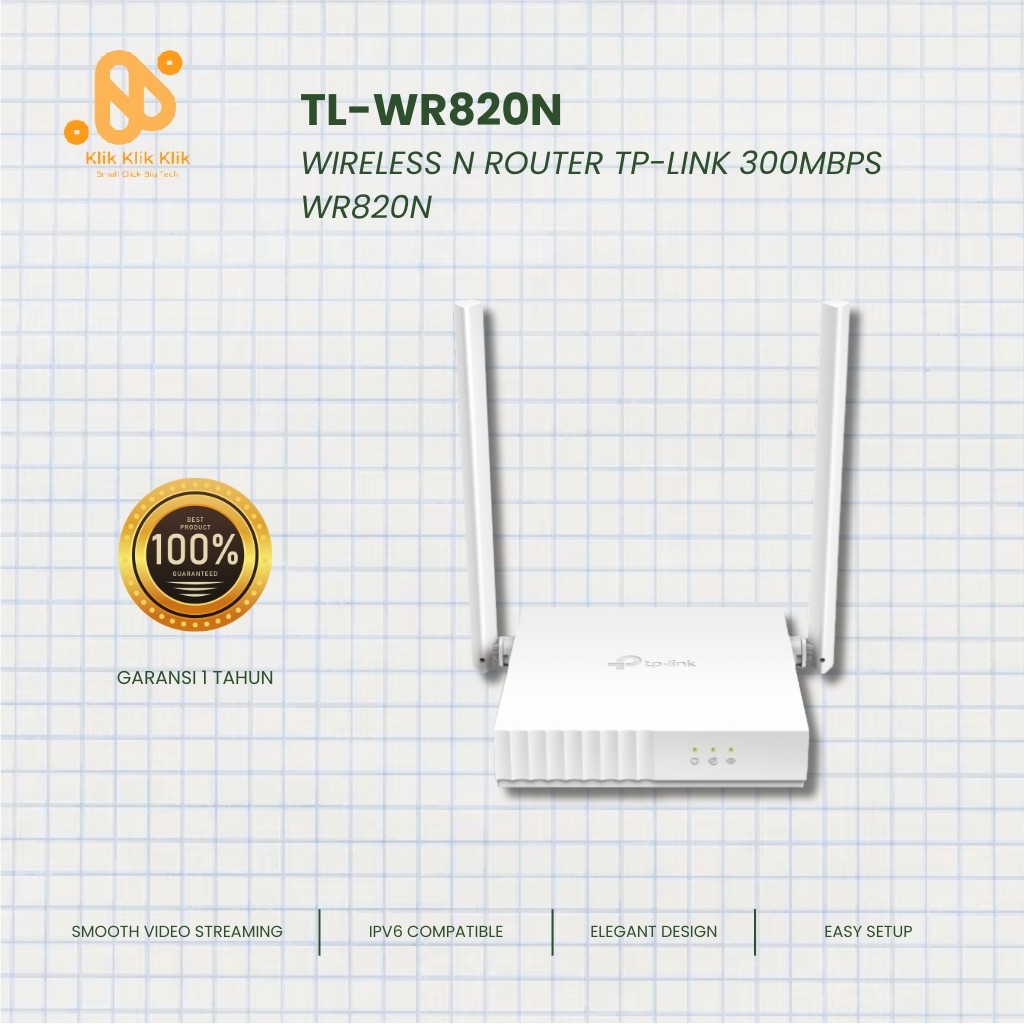TP-Link TL-WR820N Router Wireless WiFi N300 Mbps Internet Stabil 2 Antena Penguat Sinyal Laptop PC