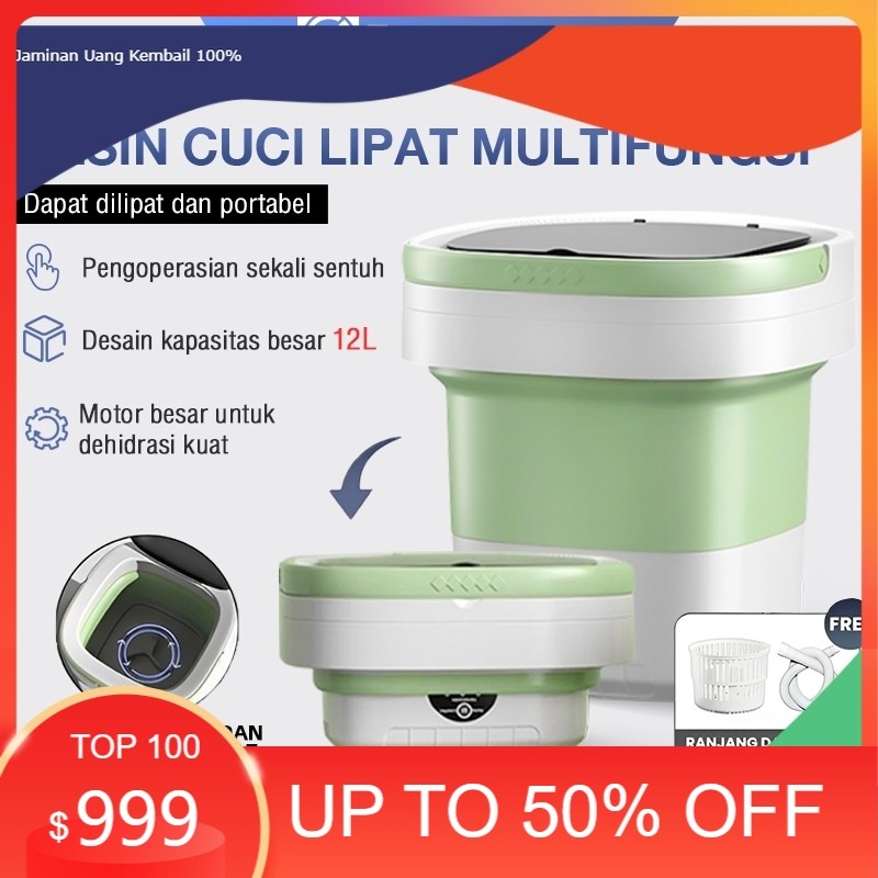 Elementmax Mesin Cuci Mini Portable Lipat Mini Mesin Portable Kapasitas 2 Tabung 12L Washing Machine