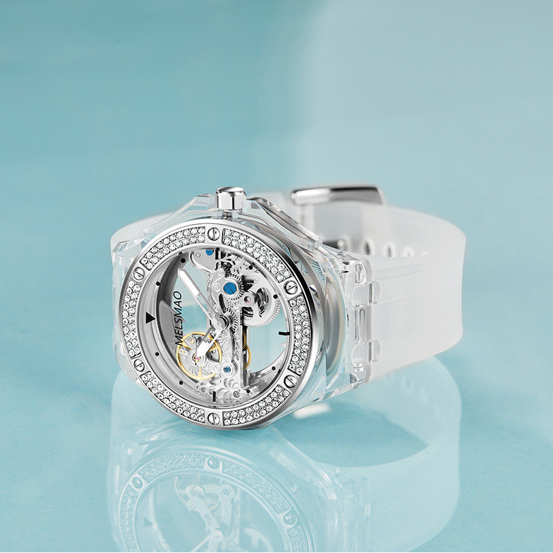 Jam Tangan Mekanik Wanita Berlapis Berlian Swiss, Jam Tangan Wanita Fashion Sederhana Mewah Ringan