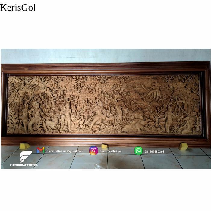 Relief Seni Ukir Ramayana Kayu Jati Berkualitas 200cm x 80cm GL9
