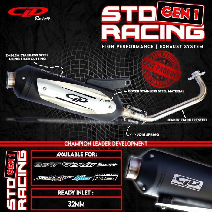 KNALPOT STANDAR RACING CLD FOR MIO BEAT SCOOPY GENIO FAZIO XEON RC - MIO KARBU, NON COVER