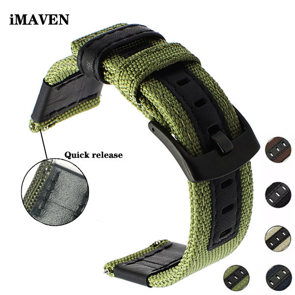 Canvas Nylon + Leather Watch Band For Jeep esel Fossil 20mm 22mm 24mm Men Watch Strap Quick Release 