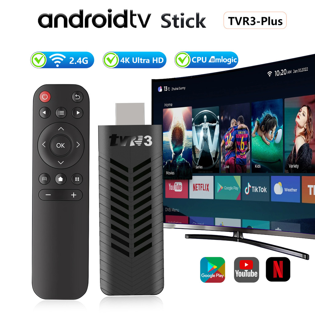 Android Mini TV Stick TVR3 Plus Infrared Remote Control HDMI TV Stick 1G 8G 2.4G Wifi Netflix Youtub