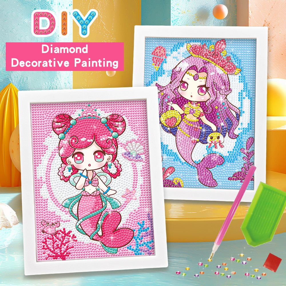 Cartoon Mermaid amond Painting - Painting Set - Y amond Stickers - Handmade Decorative Painting - am