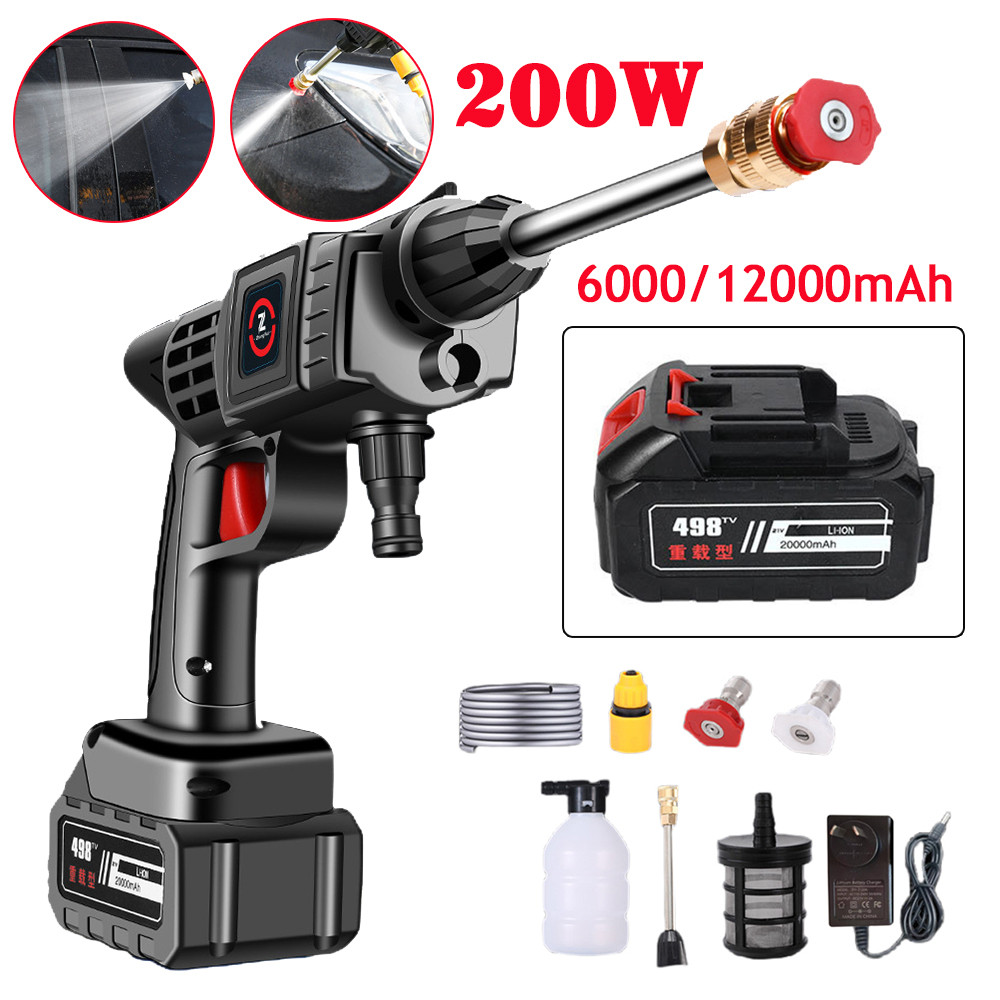 Cordless High Pressure Automobile Water Gun Car Cleaner Washer Spray Electric Water Gun Wash 12V 200