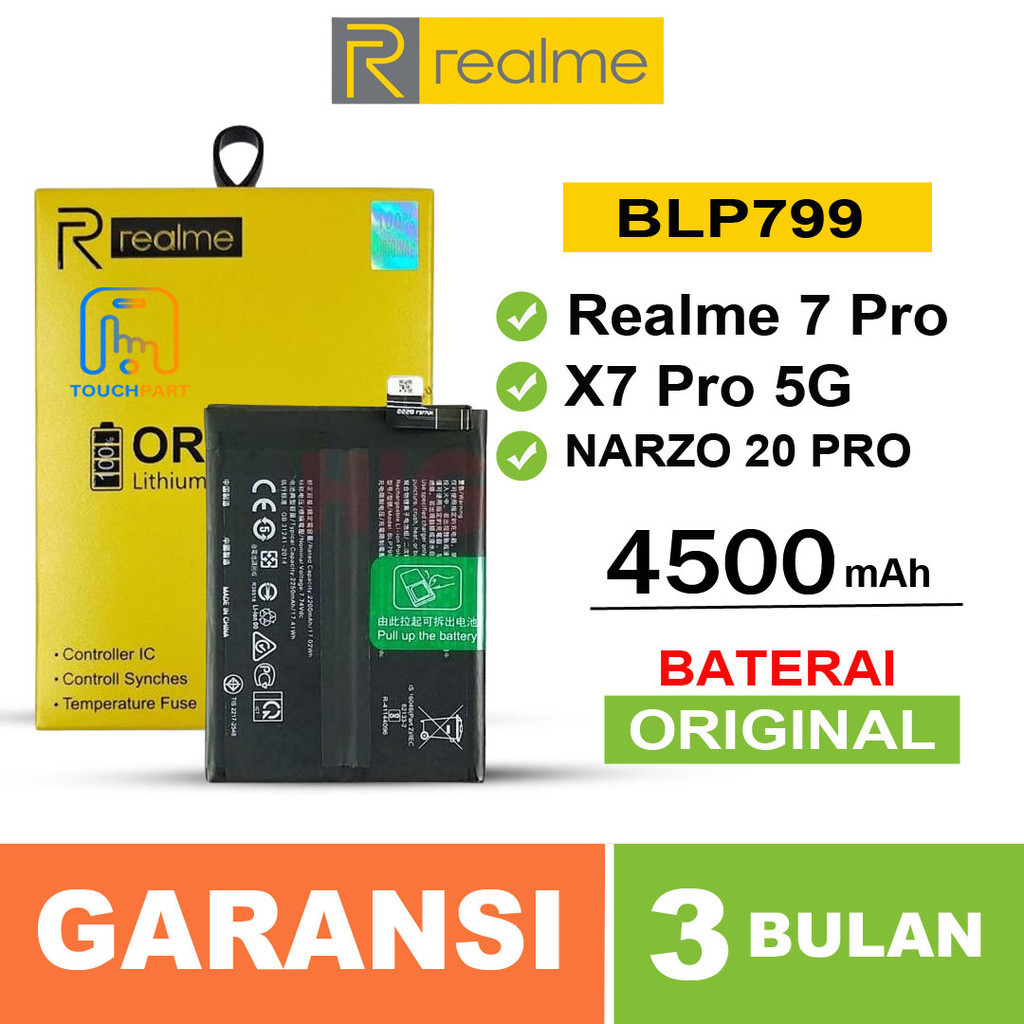 Baterai Batre Realme X7 Pro 5G Realme 7 Pro Narzo 20 Pro BLP799 Battery Ori 100%