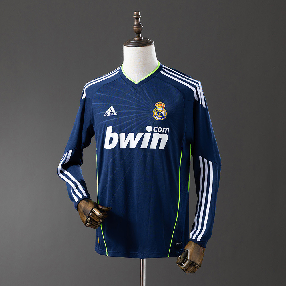 Jersey Real Madrid 10/11 Away Long Sleeve Retro T shirt pria