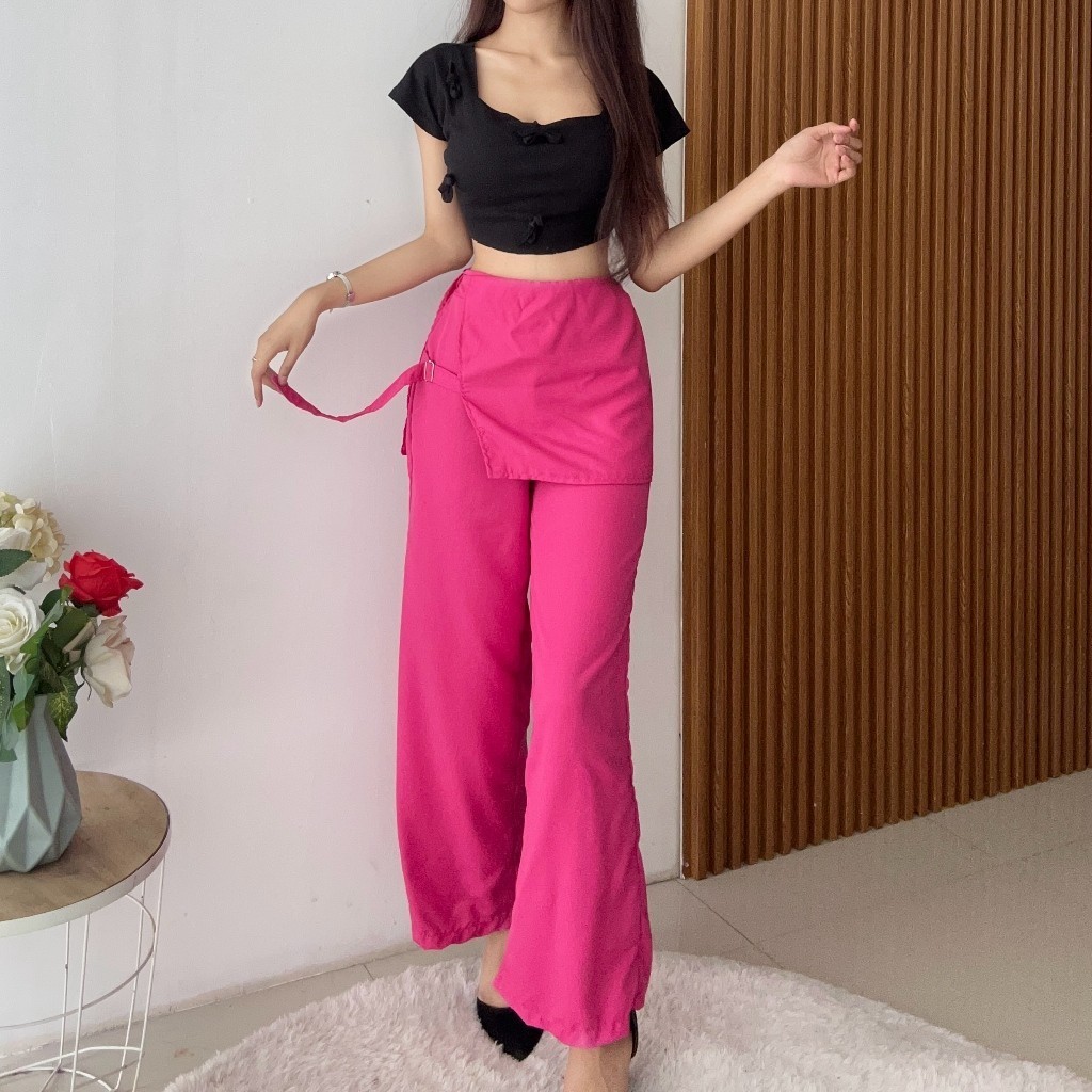 Haivera —— (Real Picture) Helena Pants Kulot Wanita Elegan Celana Panjang Bawahan Wanita Fashion Wan