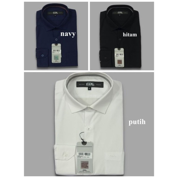 Kemeja panjang kerja polos CDL by Cardinal original model slim fit size S-XL
