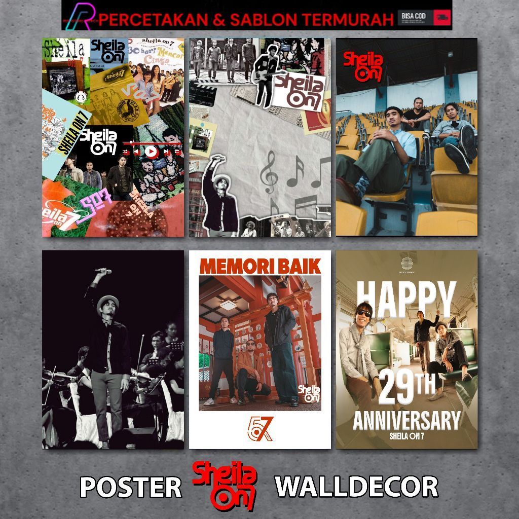 REDSTOREMERCH Hiasan dinding band SHeila on7 vintage Walldecor musik ruang tamu kamar tidur pajangan