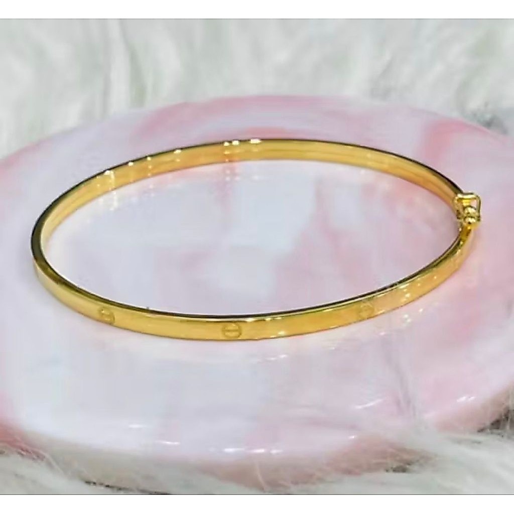 gelang bangle bangkok oval tumbuk elegant emas asli kadar 700