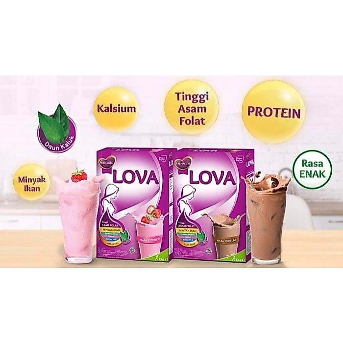 SUSU PRENAGEN LOVA - LOVAMIL 120 G RASA COKLAT DAN STRAWBERY - SUSU NUTRISI IBU HAMIL