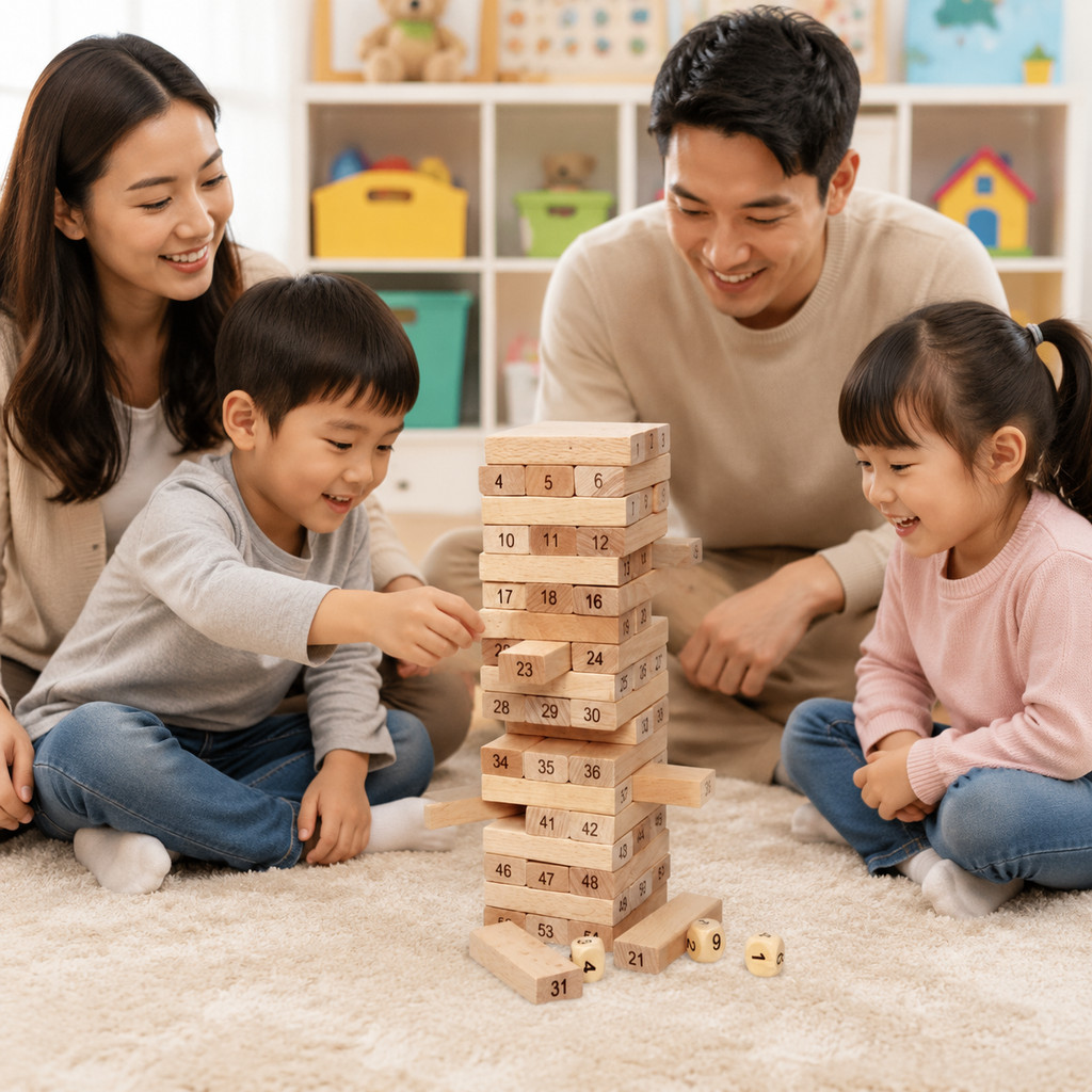 Mainan Balok Kayu Dadu Tower Angka