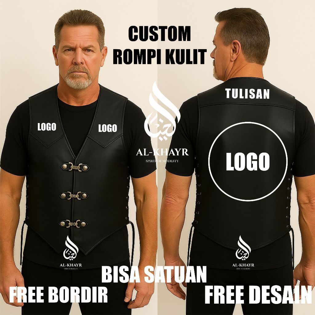 Rusl Wear Rompi Kulit Motor / Rompi Kulit Touring / Rompi Kulit Bordir