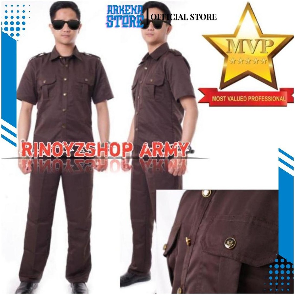 Seragam Safari Security Coklat - Safari Tangan Pendek Coklat Cod