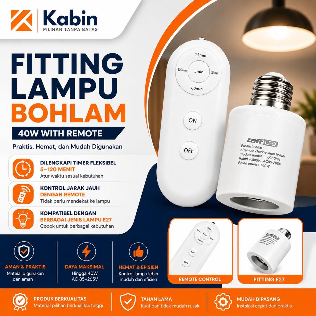 Fitting Lampu Bohlam E26 E27 dengan Remot Kontrol Fitting Gantung Lampu
