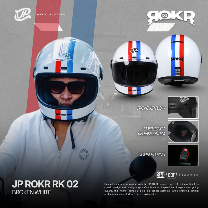 Helm JP ROKR Fullface Classic Premium SNI DOT - Motif RK 02