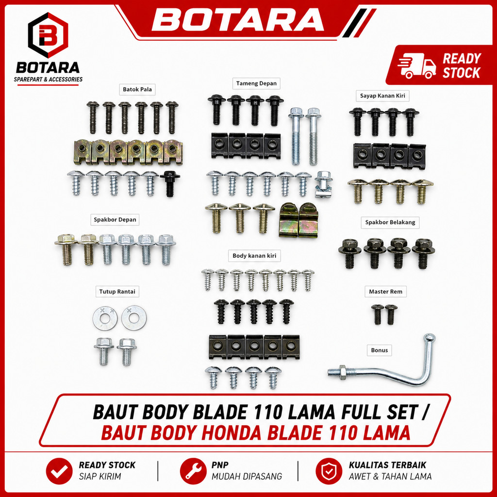 Baut body blade 110 lama Full set / baut body honda blade 110 lama