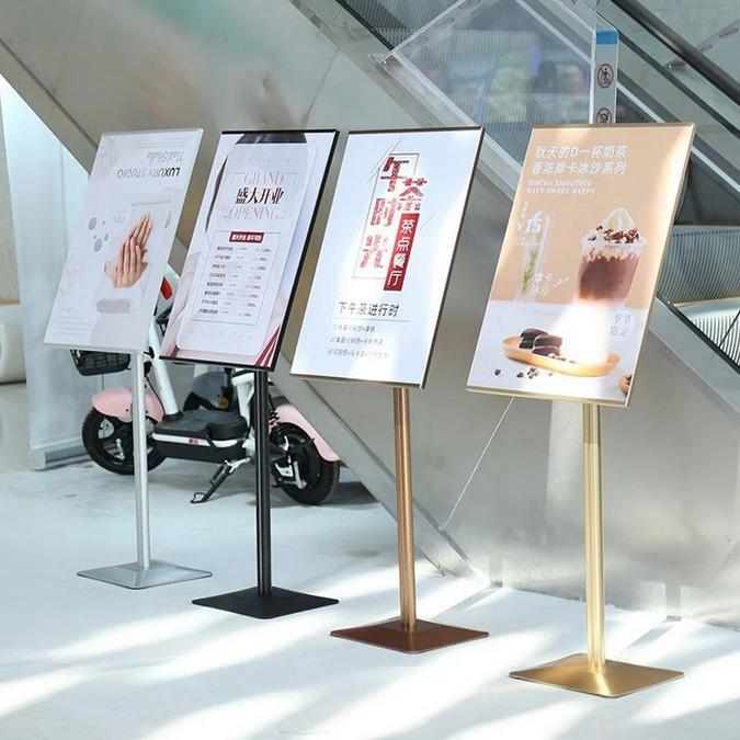 Standing Sign Frame Display Poster Akrilik Stainless Papan Informasi Menu Restoran Ukuran A2 A3 A4