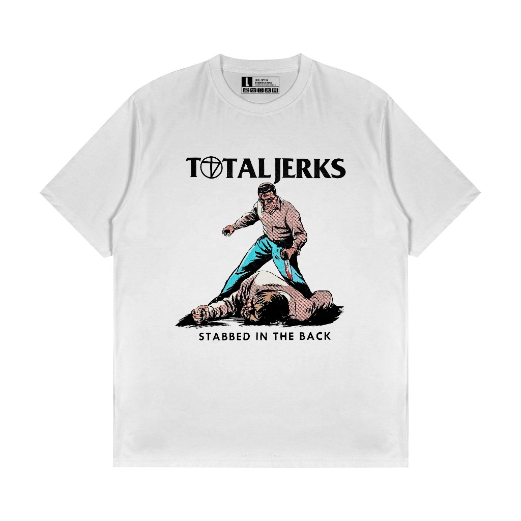 TOTAL JERKS STABBED IN THE BACK / kaos punk total jerks / kaos distro musik terlaris