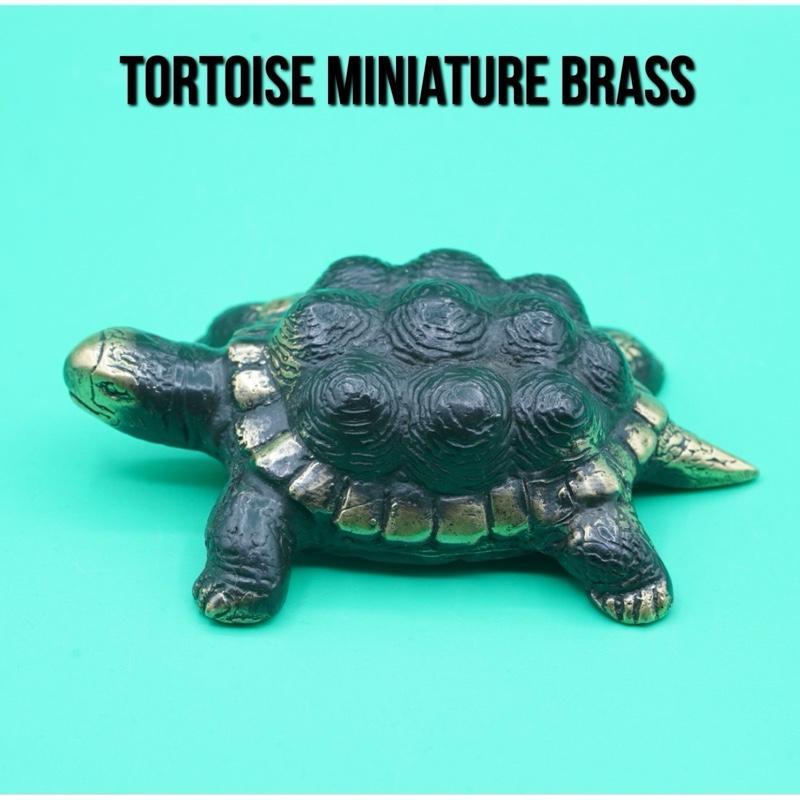 Turtle Tortoise Kura Penyu Solid Brass Amulet Kuningan Miniature Statue Art Cooper Mainan Pajangan H