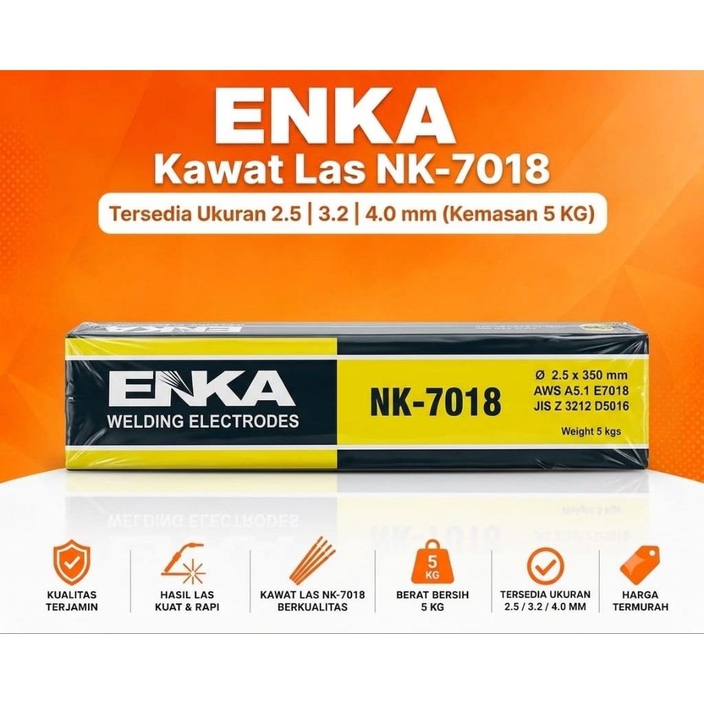 JA Kawat Las NK-7018 NK7018 ENKA 2.5/3.0/4.0 mm 5 KG
