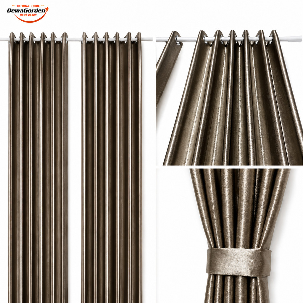 Dewa Gorden - Gorden Jendela Blackout Polos Glossy Lebar 6 7 8 9 10 12 15 Gelombang Tinggi 250Cm